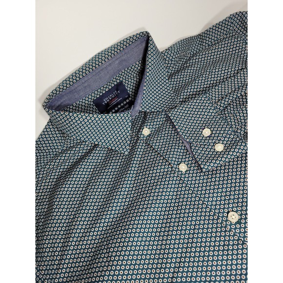 Charles Tyrwhitt Mens XLarge Weekend Extra Slim Button Up Green Eye Dot‎ - Picture 1 of 10